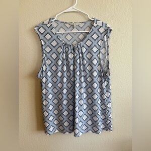 41 Hawthorn Sleeveless Geometric Print Camisole - Blue & White